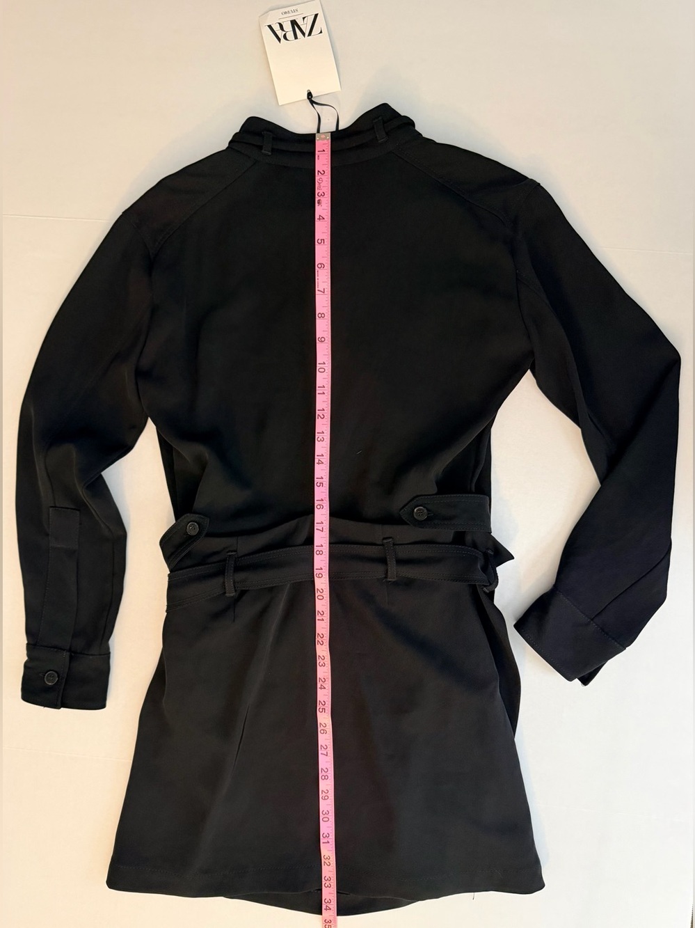 Rare Zara Studio Limited Edition Black Belted Overlay Utility Mini Dress NWT M - Picture 8 of 16